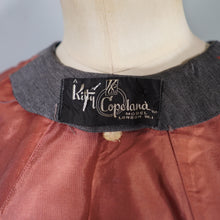Load image into Gallery viewer, 60s KITTY COPELAND GREY FITTED PENCIL DRESS WITH DETATCHABLE CAPE - S
