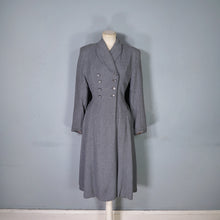 Load image into Gallery viewer, 40s GREY FIT AND FLARE LIGHTWIGHT DOUBLE BREASTED WOOL COAT - S
