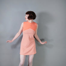 Load image into Gallery viewer, 60s PEACHY PINK AND CREAM STRIPE MOD SHIFT DRESS - S