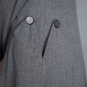 40s GREY FIT AND FLARE LIGHTWIGHT DOUBLE BREASTED WOOL COAT - S