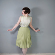 Load image into Gallery viewer, 70s PASTEL GREEN PLEATED SKATER DRESS WITH BELT - S