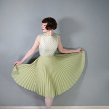 Load image into Gallery viewer, 70s PASTEL GREEN PLEATED SKATER DRESS WITH BELT - S