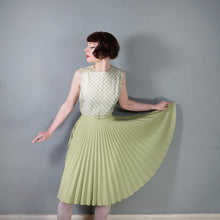 Load image into Gallery viewer, 70s PASTEL GREEN PLEATED SKATER DRESS WITH BELT - S