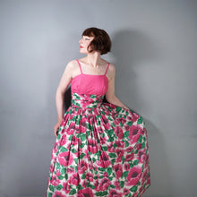 Load image into Gallery viewer, 50s JEAN ALLEN FULL SKIRTED FLORAL PARTY GOWN / DRESS WITH HOOP PETTICOAT - XS-S