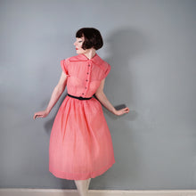 Load image into Gallery viewer, 40s 50s HARCO ORIGINAL SHEER RED SHIRTWAISTER TEA DRESS - S
