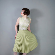 Load image into Gallery viewer, 70s PASTEL GREEN PLEATED SKATER DRESS WITH BELT - S