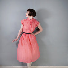 Load image into Gallery viewer, 40s 50s HARCO ORIGINAL SHEER RED SHIRTWAISTER TEA DRESS - S