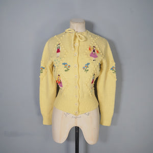 HANDKNITTED TYROLEAN / BAVARIAN YELLOW CARDIGAN - S-M