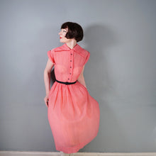 Load image into Gallery viewer, 40s 50s HARCO ORIGINAL SHEER RED SHIRTWAISTER TEA DRESS - S