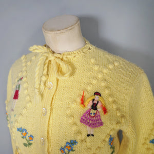 HANDKNITTED TYROLEAN / BAVARIAN YELLOW CARDIGAN - S-M