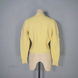 HANDKNITTED TYROLEAN / BAVARIAN YELLOW CARDIGAN - S-M