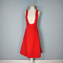 Load image into Gallery viewer, 60s / 70s RED WOOL A-LINE PINAFORE MOD SKIRT DRESS - L