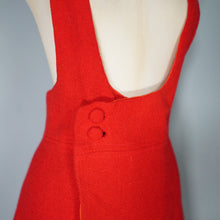 Load image into Gallery viewer, 60s / 70s RED WOOL A-LINE PINAFORE MOD SKIRT DRESS - L