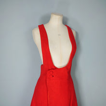 Load image into Gallery viewer, 60s / 70s RED WOOL A-LINE PINAFORE MOD SKIRT DRESS - L