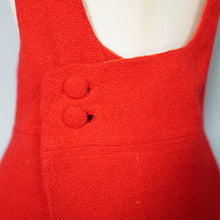 Load image into Gallery viewer, 60s / 70s RED WOOL A-LINE PINAFORE MOD SKIRT DRESS - L