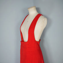 Load image into Gallery viewer, 60s / 70s RED WOOL A-LINE PINAFORE MOD SKIRT DRESS - L