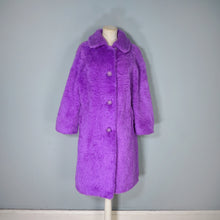 Load image into Gallery viewer, 70s / 80s ASTRAKA BOLD COLOURFUL PURPLE SOFT FAUX FUR COAT - M