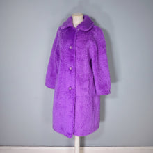 Load image into Gallery viewer, 70s / 80s ASTRAKA BOLD COLOURFUL PURPLE SOFT FAUX FUR COAT - M