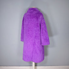 Load image into Gallery viewer, 70s / 80s ASTRAKA BOLD COLOURFUL PURPLE SOFT FAUX FUR COAT - M