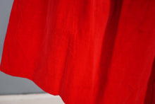 Load image into Gallery viewer, 50s GLAMOUROUS BOLD RED VELVET PARTY DRESS WITH TIERED SCALLOPED FULL SKIRT - M