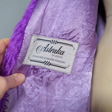 Load image into Gallery viewer, 70s / 80s ASTRAKA BOLD COLOURFUL PURPLE SOFT FAUX FUR COAT - M