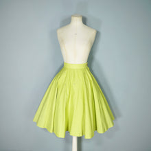 Load image into Gallery viewer, 50s RHINESTONED CHARTREUSE TEXTURED COTTON FULL SKIRT - 25.5&quot;