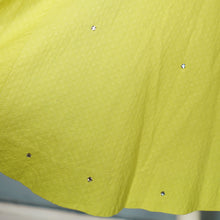 Load image into Gallery viewer, 50s RHINESTONED CHARTREUSE TEXTURED COTTON FULL SKIRT - 25.5&quot;