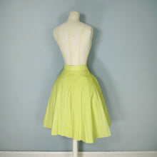 Load image into Gallery viewer, 50s RHINESTONED CHARTREUSE TEXTURED COTTON FULL SKIRT - 25.5&quot;