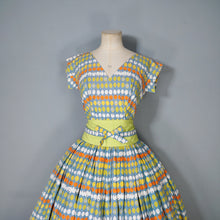 Load image into Gallery viewer, 50s MARYON NOVELTY CITRUS FRUIT PRINT FULL SKIRTED COTTON DRESS - S