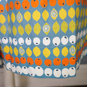 50s MARYON NOVELTY CITRUS FRUIT PRINT FULL SKIRTED COTTON DRESS - S