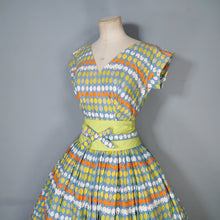 Load image into Gallery viewer, 50s MARYON NOVELTY CITRUS FRUIT PRINT FULL SKIRTED COTTON DRESS - S