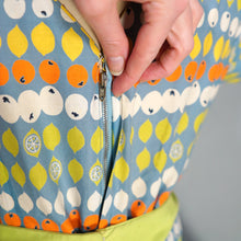 Load image into Gallery viewer, 50s MARYON NOVELTY CITRUS FRUIT PRINT FULL SKIRTED COTTON DRESS - S