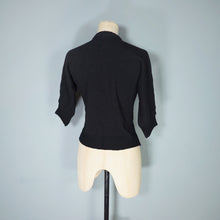 Load image into Gallery viewer, 50s BLACK BOUCLE KNIT BEADED EMBELLISHED CARDIGAN - S