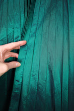 Load image into Gallery viewer, 50s RODNEY DARK GREEN METALLIC TAFFETA PLEATED FULL SKIRT DRESS WITH BELT - XS-S
