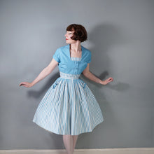 Load image into Gallery viewer, 50s 60s BERKERTEX CONTIENTALS SUMMER STRIPE 3 PIECE ROMPER, SKIRT AND BOLERO SET - XS