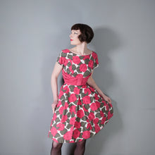 Load image into Gallery viewer, 60s BLANES BRIGHT PINK ABSTRACT FLORAL COTTON COCKTAIL DRESS - XS-S