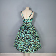 Load image into Gallery viewer, 50s HORROCKSES FASHIONS GREEN BLACK PATTERNED DRESS AND BOLERO - XS