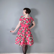 Load image into Gallery viewer, 60s BLANES BRIGHT PINK ABSTRACT FLORAL COTTON COCKTAIL DRESS - XS-S