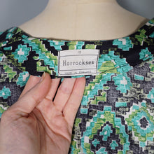 Load image into Gallery viewer, 50s HORROCKSES FASHIONS GREEN BLACK PATTERNED DRESS AND BOLERO - XS