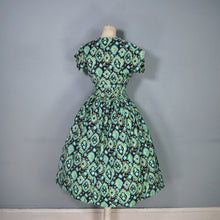 Load image into Gallery viewer, 50s HORROCKSES FASHIONS GREEN BLACK PATTERNED DRESS AND BOLERO - XS