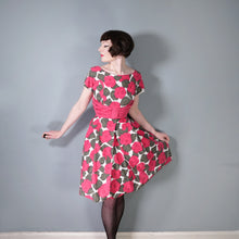 Load image into Gallery viewer, 60s BLANES BRIGHT PINK ABSTRACT FLORAL COTTON COCKTAIL DRESS - XS-S