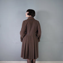 Load image into Gallery viewer, 40s TREWARNE GREY AND ORANGE STRIPED ART DECO WOOL COAT - S