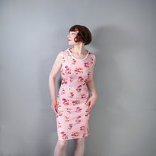 Load image into Gallery viewer, 60s 70s PASTEL PINK MUSHROOM / TOADSTOOL NOVELTY PRINT SHIFT DRESS - M