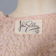 Load image into Gallery viewer, 40s 50s JOHN SELBY DELICATE PASTEL LACE BLOUSE WITH RUFFLE BIB AND PUFF SLEEVE - S