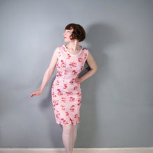 Load image into Gallery viewer, 60s 70s PASTEL PINK MUSHROOM / TOADSTOOL NOVELTY PRINT SHIFT DRESS - M