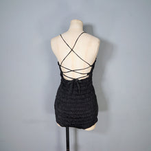 Load image into Gallery viewer, 40s 50s SHIRRED BLACK SATIN SWIMSUIT - L / volup