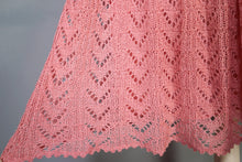 Load image into Gallery viewer, 70s SOFT DUSKY PINK KNIT FIT AND FLARE MIDI DRESS WITH RUFFLE  BIB - S-M