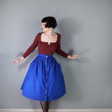 Load image into Gallery viewer, 50s 60s ST MICHAEL BLUE THICK COTTON FULL SKIRT WITH POCKETS - 29-30&quot;
