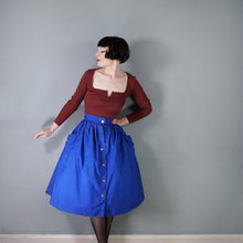 Load image into Gallery viewer, 50s 60s ST MICHAEL BLUE THICK COTTON FULL SKIRT WITH POCKETS - 29-30&quot;