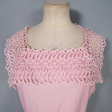 Load image into Gallery viewer, 50s BALLET PINK BRUSHED RAYON DRESS WITH LACE NECKLINE - S
